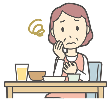  エプロンおばちゃん-192-バスト 胃もたれ,おばちゃん,エプロン,お母さん,ママ,中年,おばさん,主婦,人物,かわいいのイラスト素材