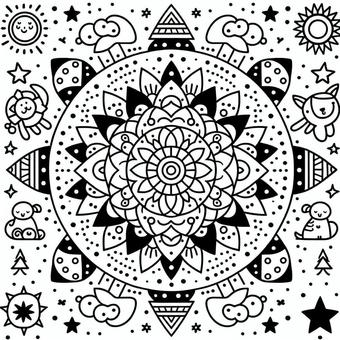 มันดาลา, mandala, การระบายสี, ผ่อนคลาย, JPG