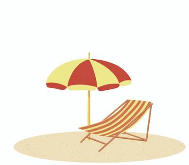 パラソルとビーチチェア パラソル,ビーチチェア,砂浜,休暇,くつろぐのイラスト素材