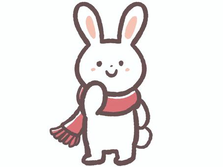 冬の寒い日のマフラーつけた動物のうさぎ マフラー,防寒具,冬のイラスト素材