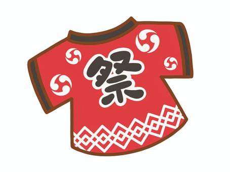 祭りハッピ（レッド） お祭り,ハッピ,法被,祭,夏祭り,手描き,夏,赤,黒字,レッドのイラスト素材