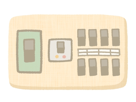 家庭用ブレーカー ブレーカー,分電盤,配電盤,電気,スイッチ,箱型,装置,漏電,手描き,デフォルメのイラスト素材