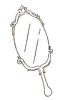 手描きの手鏡　線画 鏡,オシャレ,手描き,可愛い,シンプルのイラスト素材