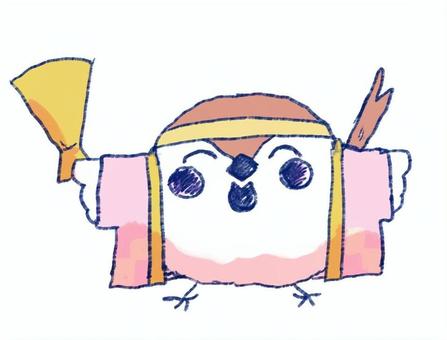 ハッピを着たスズメ ハッピを着たスズメ スーパーマーケット,スズメ,可愛い,メガホン,ポップ,ハッピのイラスト素材