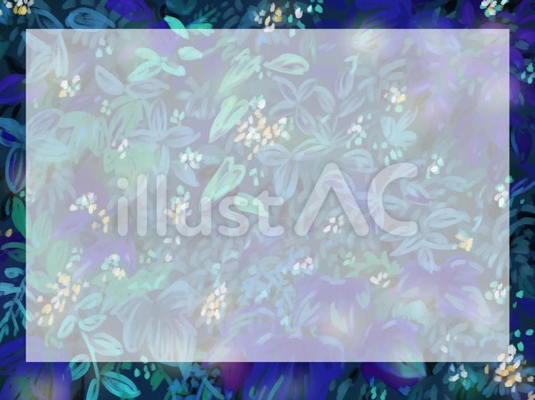 植物フレーム(夜) 緑,フレーム,花のイラスト素材