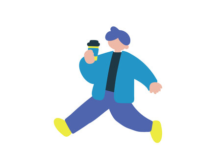 冬コーヒー持つ男性ベクターイラスト 全身,男性,冬,冬服,コーヒー,飲み物,人物,人,イラスト,手書きのイラスト素材