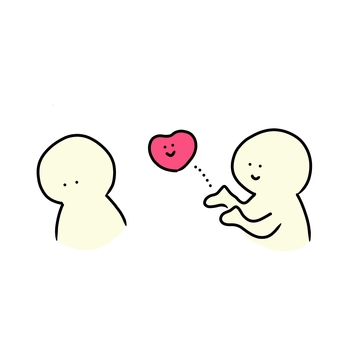 心を届けたい 落ち込む,凹む,励ます,元気づける,人,心配,気持ち,心,ハート,届けるのイラスト素材