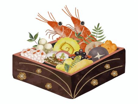 おせち料理 おせち料理 おせち,御節,お正月,新年,新春,年始,お祝い,和食,料理,食べ物のイラスト素材