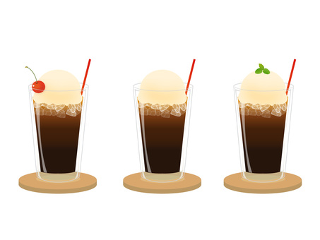 Illustration, coffee float, drink, sweets, 