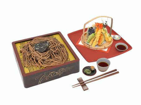 年末の大晦日に食べる天ぷらの年越しそば 年末の大晦日に食べる天ぷらの年越しそば 年越し,蕎麦,天ぷら,ざる,箸,麺,食事のイラスト素材
