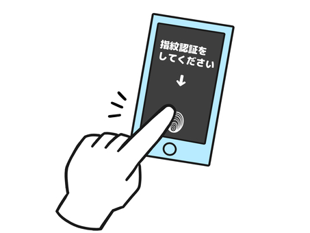 青　スマホ　指紋認証　イラスト　挿絵 スマホ,指紋認証,手,挿絵,白手袋,指,イラスト,ワンポイント,認証,スマートフォンのイラスト素材