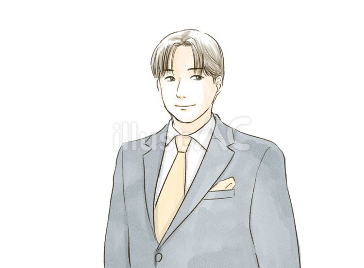 手描き風スーツ男性9 水彩,手描き,スーツのイラスト素材