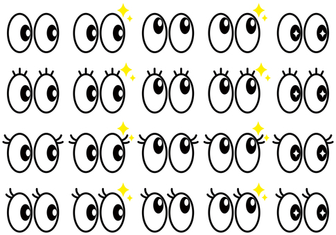 ポップなキャラクターの目　注目セット 目,キャラクター,キラキラ,注目,瞳,顔,まつげ,見る,輝き,上目のイラスト素材