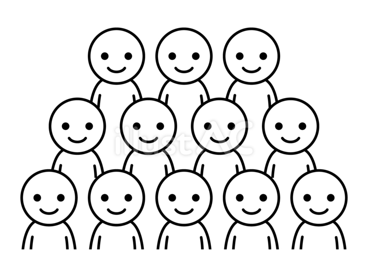 複数の人たち 12人 棒人間,大勢,集団のイラスト素材