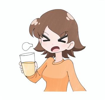 ジュースを飲む女性 ジュースを飲む女性 ジュース,飲み物,ドリンク,女性,女の子,女子,飲み会,忘年会,乾杯,宅飲みのイラスト素材