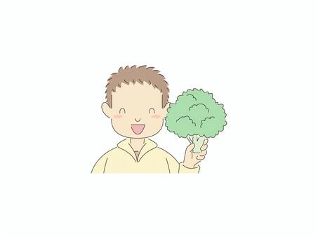 少年とブロッコリー 少年,子供,ブロッコリーのイラスト素材
