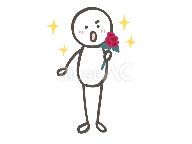 棒人間　受け取ってください 棒人間,人,薔薇のイラスト素材