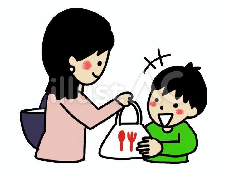 テイクアウトをする女性３ テイクアウト,女性,親子のイラスト素材
