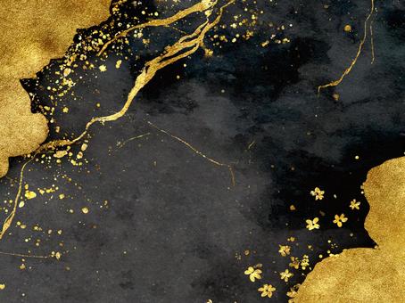 背景【14】 ゴールド,金,金箔,抽象背景,抽象アート,ブラック,黒背景,金色,金の装飾,高級感のイラスト素材
