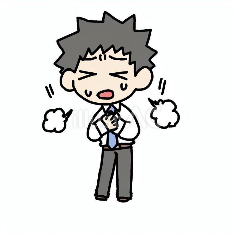 息苦しさに胸を押さえる男性 男性,胸,息苦しいのイラスト素材