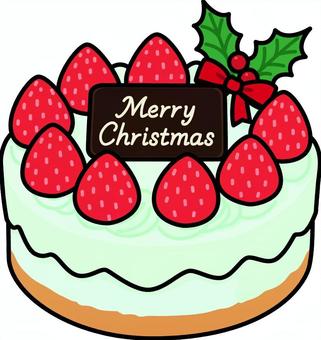 水色のホールケーキです。 クリスマス,ケーキ,シンプル,チョコレート,いちご,リボン,スイーツ,ホール,デザート,パーティーのイラスト素材