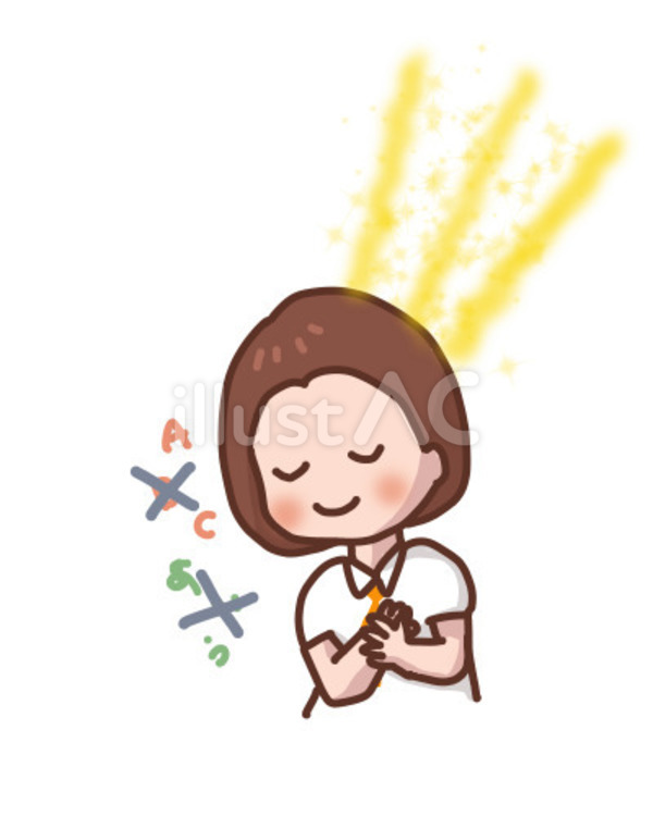 インスピレーションを信じるかわいい女の子 直感,心の声,目を瞑るのイラスト素材