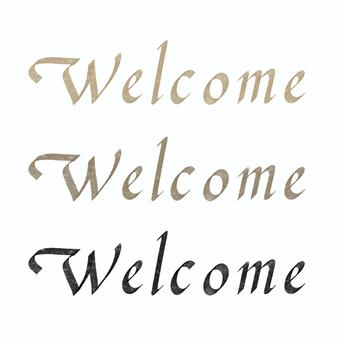 Welcome カリグラフィー文字　3色 カリグラフィー,calligraphy,手書き文字,文字素材,ロゴ風,英字,英語,シンプル,メッセージカード,ギフトのイラスト素材