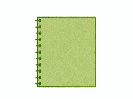 色鉛筆風の文房具　リングノート　黄緑 ノート,文房具,筆記用具,手描き,ゆるい,かわいい,保育,こども向け,シンプル,アイコンのイラスト素材