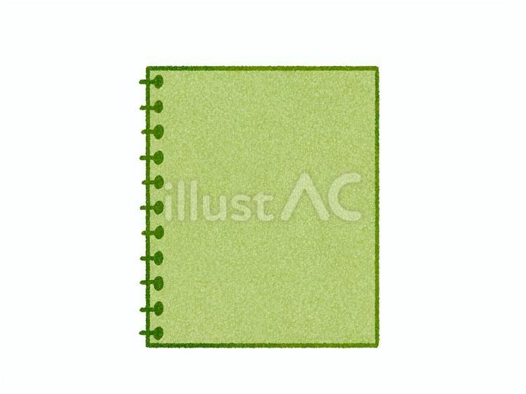 色鉛筆風の文房具　リングノート　黄緑 ノート,文房具,筆記用具のイラスト素材