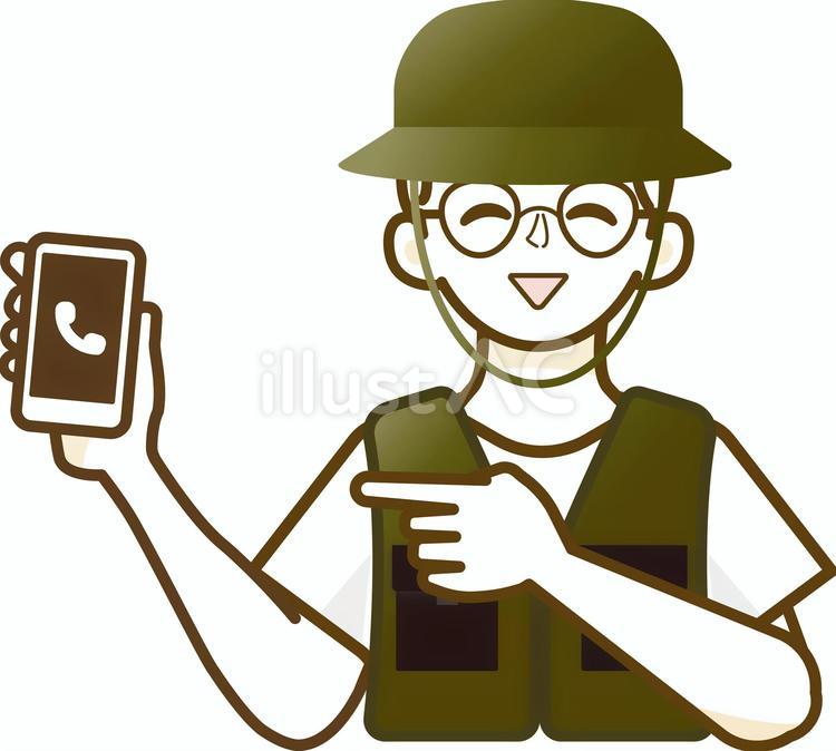 メガネの男性（スマホ） 男性,人物,スマホのイラスト素材
