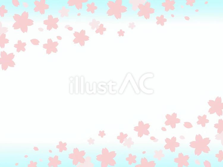 桜の和風花柄フレーム＿ピンクと水色 背景,フレーム,枠のイラスト素材