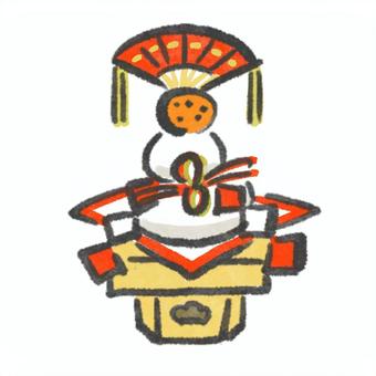 鏡餅のイラスト 鏡餅,餅,食べ物,お飾り,もち,手描き,新年,2026,正月,日本のイラスト素材