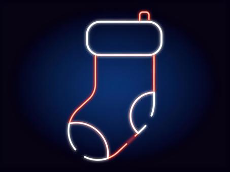 ネオンの靴下 ネオン,シンプル,ライト,クリスマス素材,クリスマスアイテム,クリスマス,xmas,christmas,メリークリスマス,ネオンライトのイラスト素材