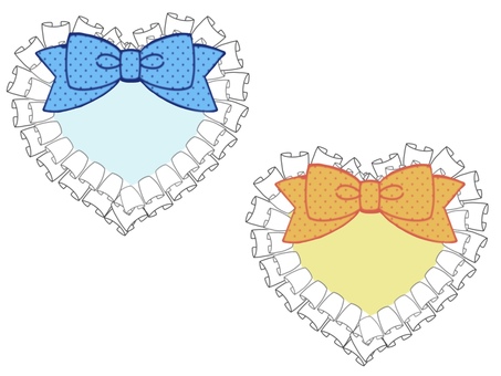 かわいいリボン付きハートフリルフレーム