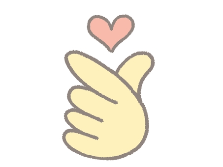 指ハートのマーク 指,ハート,マーク,ハンドサイン,手,好き,ラブ,いいね,手描き,シンプルのイラスト素材