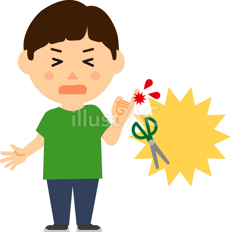 0044_家庭内ケガ男児指切り傷 子供,ケガ,事故のイラスト素材