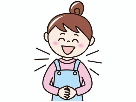主婦(大笑） 人物,女性,主婦,大笑い,爆笑,エプロン姿のイラスト素材