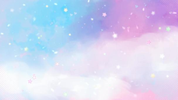 ゆめかわいい配信背景素材  ゆめかわいい配信背景素材  スマホ壁紙,星,動画背景,ゆめかわ,横長,かわいい,背景,ハート,きれい,キラキラのイラスト素材