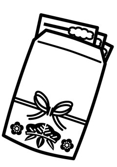 お年玉袋-1c お年玉袋,お年玉,ぽち袋,お金,紙幣,お札,水引,松,竹,梅のイラスト素材