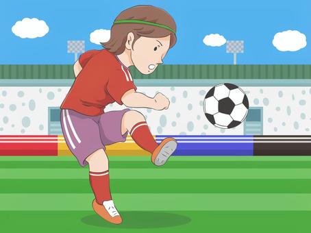 シュートを打つ女子サッカー選手 サッカー,シュート,キック,女子サッカー,サッカーボール,ゴール,得点,フットボール,女性,選手のイラスト素材