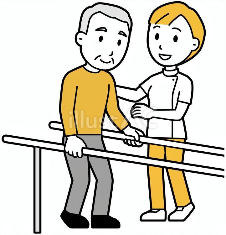  平行棒-036-全身 平行棒,お爺さん,女性のイラスト素材