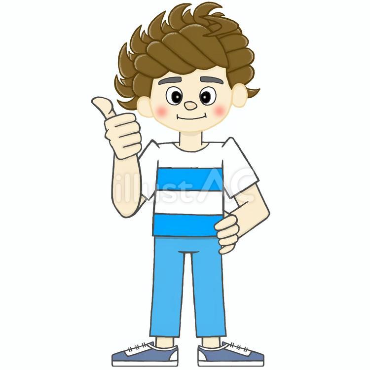  グー！する若い十代の欧米風白人系男性 欧米,白人,男性のイラスト素材
