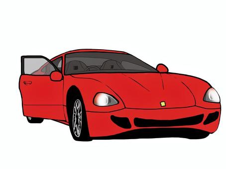 スポーツカー(斜め前・赤色・開いたドア） 車,自動車,スポーツカー,クーペ,赤,外車,輸入車,国産車,スーパーカー,普通自動車のイラスト素材