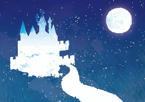 "Watercolor style" starry sky and castle, , JPG, PNG and AI