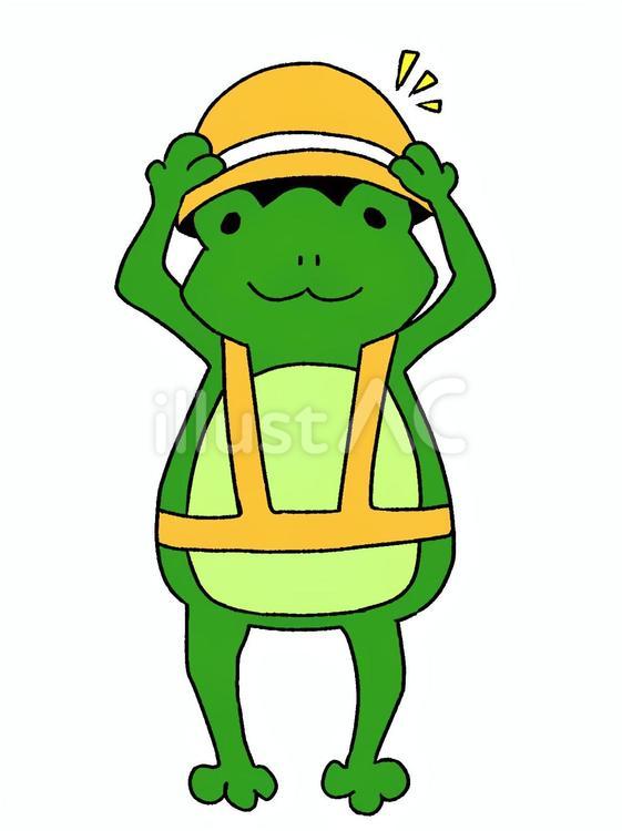 安全のためヘルメットをかぶるカエル ヘルメット,安全,作業のイラスト素材