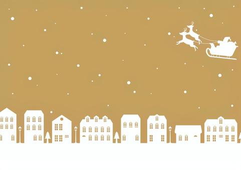 サンタクロースとおしゃれな街の背景素材