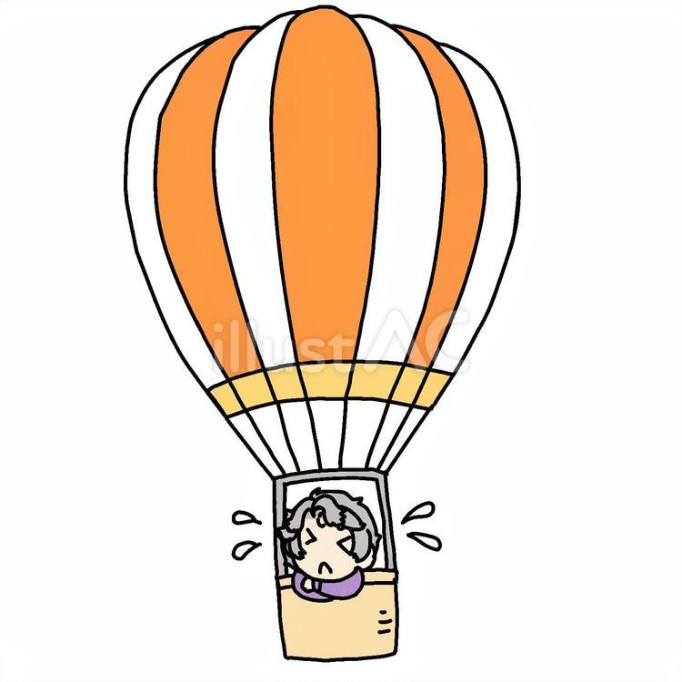 気球に乗った怖がるおばあさん おばあさん,気球,怖がるのイラスト素材