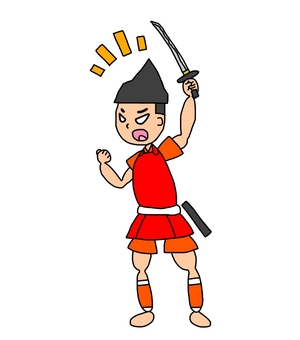 士気が高い鎌倉時代の雑兵 雑兵,侍,武士,鎧武者,兵士,戦士,日本,和風,歴史,日本史のイラスト素材