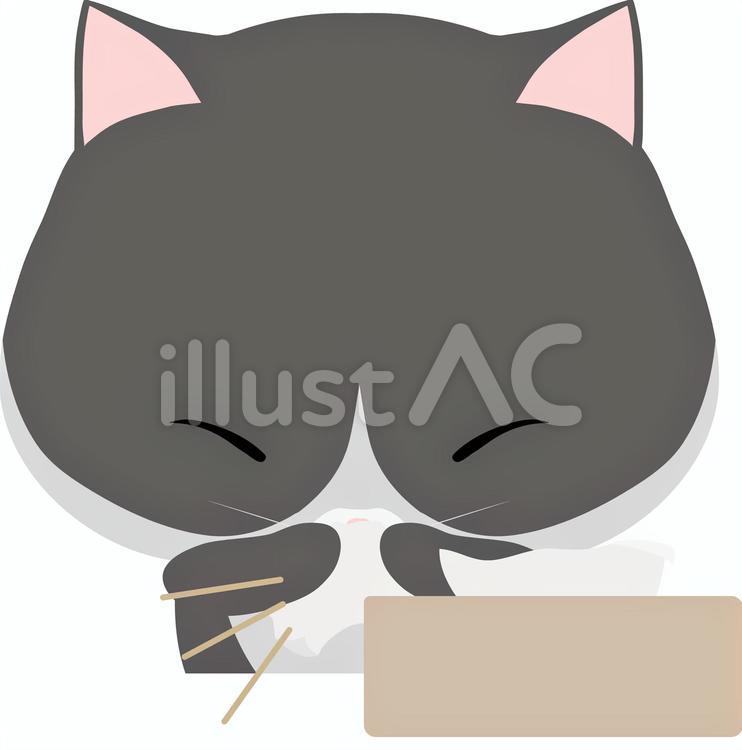鼻をかむ_はちわれ 鼻,かむ,猫のイラスト素材