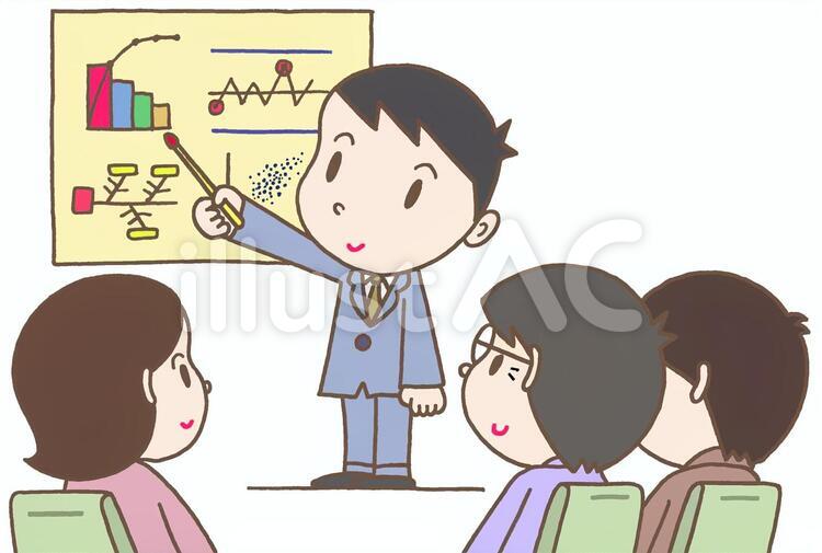 QCサークル 品質管理,説明会,発表者のイラスト素材